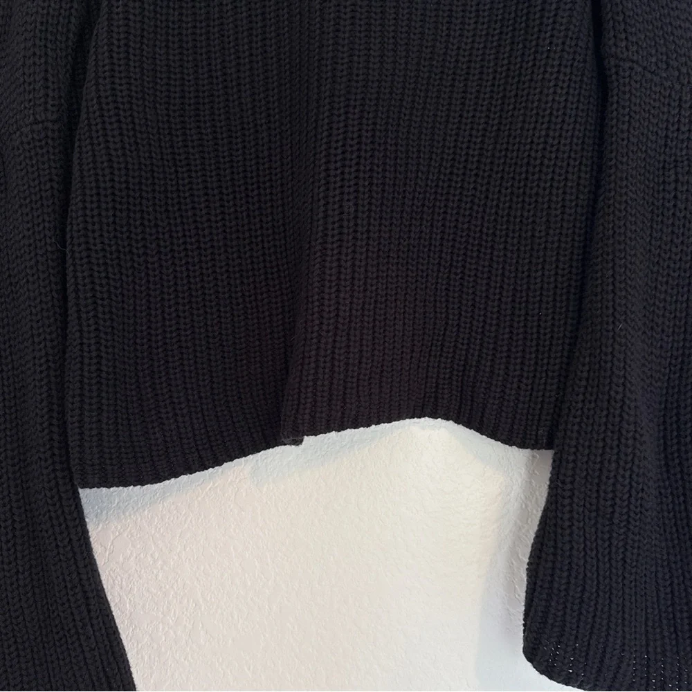 Free People Black Damsel Bell Sleeve Knit Sweater Size Medium
